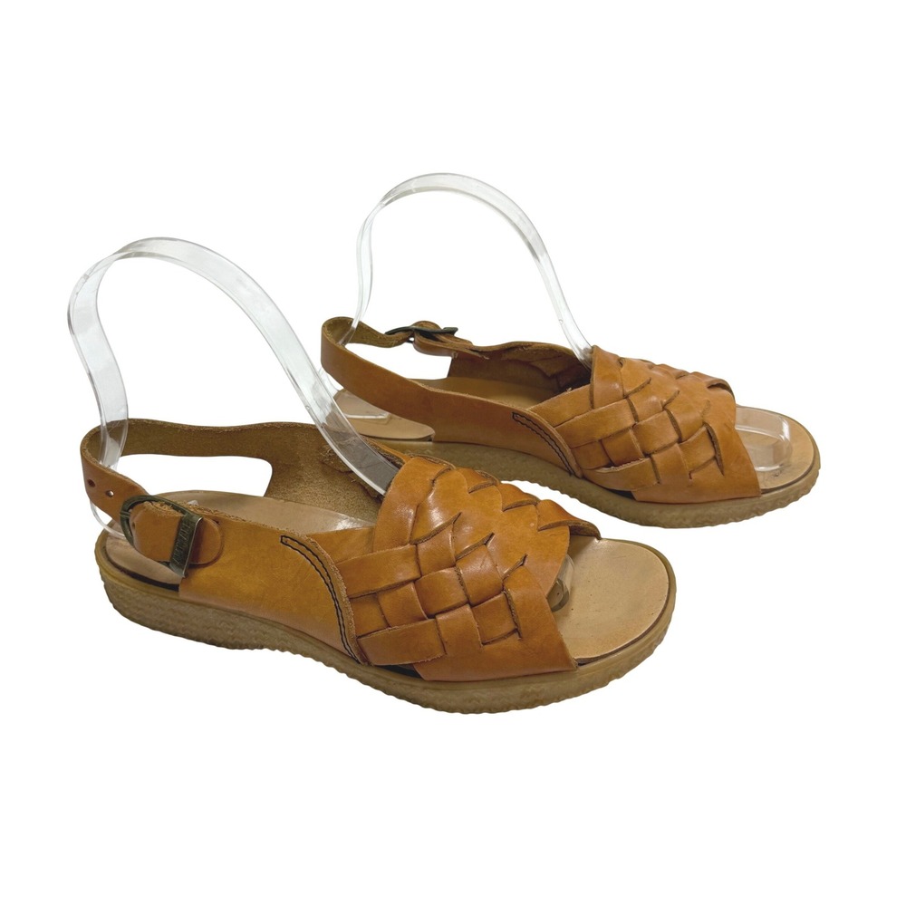 Vtg 70s Famolare Bibiana Woven Leather Sandals Italy Huarache Slingback Womens 6